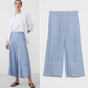 Banana Republic Factory Wide Leg Linen Blend Pull On Cropped Pants